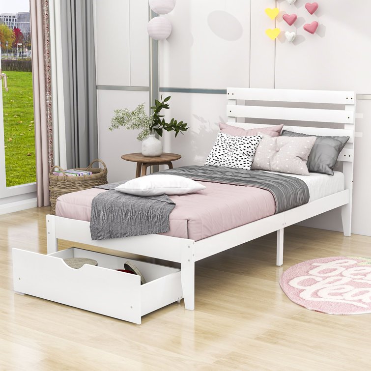 Twin size platform bed 2024 with headboard